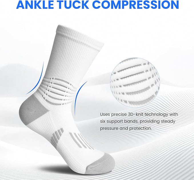 IRAMY Crew Compression Socks Athletic Running Socks for Men Women Plantar Fasciitis Relief 3/6 Pairs