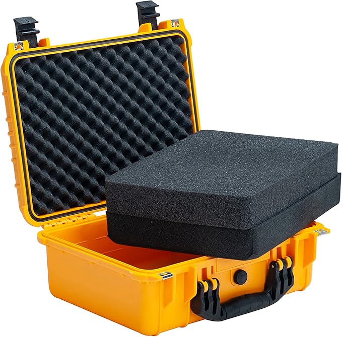 MEIJIA Portable All Weather Waterproof Camera Case With Foam,Fit Use of Drones,Camera,Equipments,Pistols,15.98x12.99x6.85inches