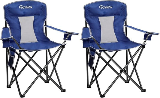 Mesh Folding Camping Chairs for Adults, Oversized Portable Outdoor Chairs, Weight Capacity 325 lbs with Cup Holder, Storage Pocket, Carry Bag