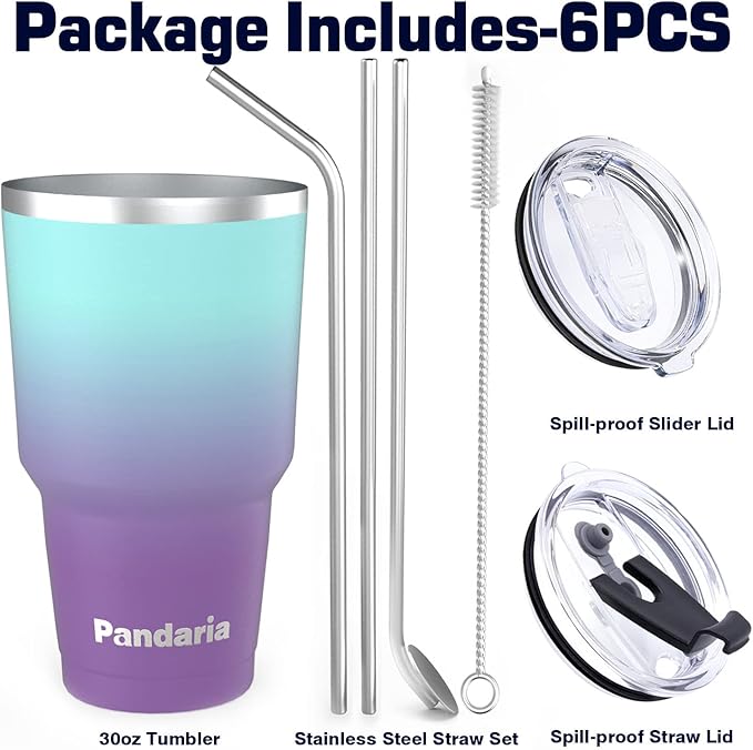 30 oz insulated tumbler with lid and straw, Reusable Spill Proof & Leak Proof Tumbler for Hot and Cold Beverages, Ideal for Iced coffee, Smoothies & Water (Sea)
