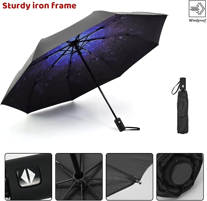 SY COMPACT Umbrella Automatic Travel Waterproof Light Folding Umbrellas Easy Carry for Women and Men