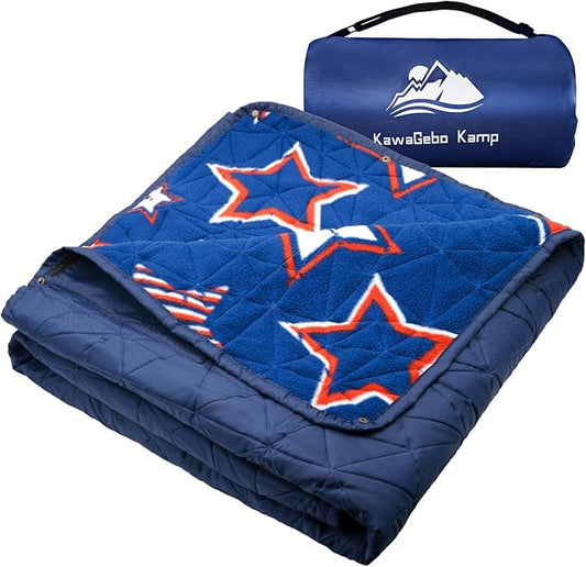 Outdoor Waterproof Blanket, Foldable Fleece Stadium Blanket for Outdoor Sports Event, Camping, Concerts, Car, Pet, Picnics - Windproof, Wearable, Machine Washable 80" x 58"