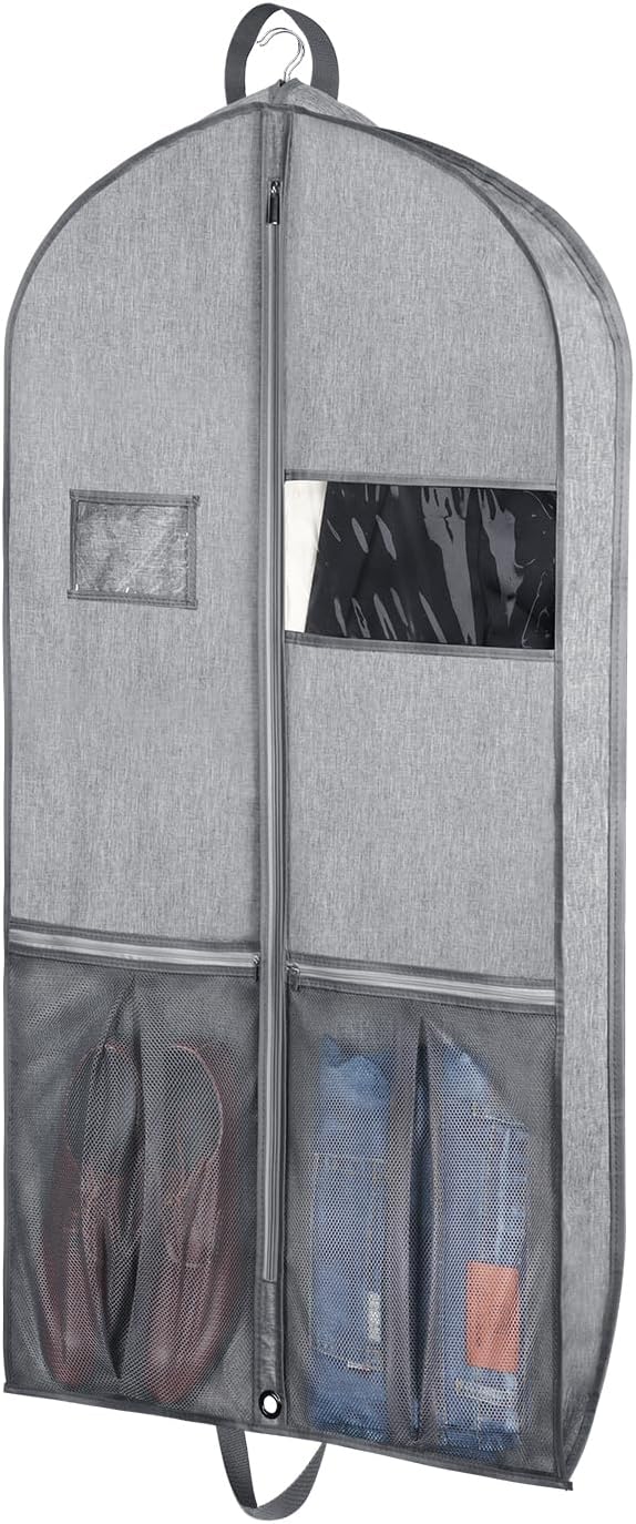 Zilink Luxury Storage 43" Garment Bag for Men and Women Suit, Shirt, Blouse, Sweater, Jacket with 3.9" Gusset, Premium Hanging, Breathable, Foldable Clothes Protector and Travel Cover