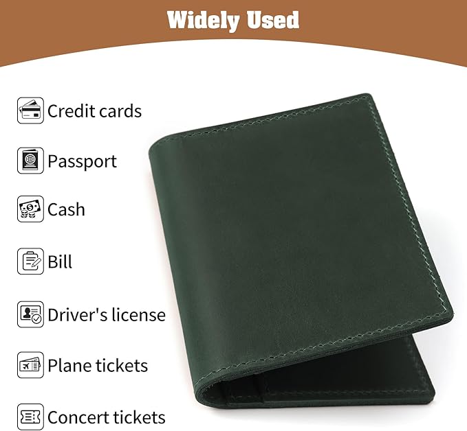 Jack&Chris Leather Passport Holder, Handmade Passport cover, Travel Wallet Cover Case for Men and Women, Leather Travel Documents Organizer Protector, JC107