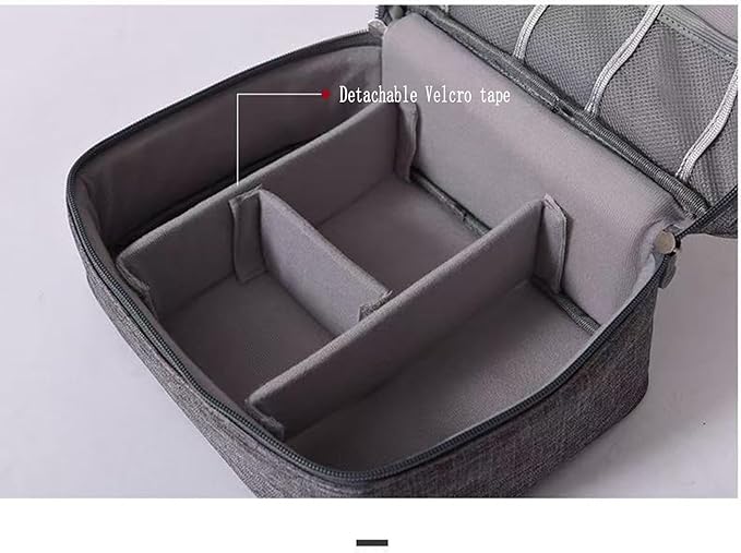 Cable Organizer bag for women or men,Electronic Accessories Carry Case Portable Waterproof Double Layers All-in-One Storage Bag for Cord, Charger, Phone, Earphone (Grey)