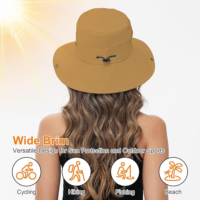 Sun Hats for Women Bucket Hat UV Protection Fishing Hat Wide Brim Safari Hats 2 in 1 Zip-Off Sun Visor Hats UPF 50+