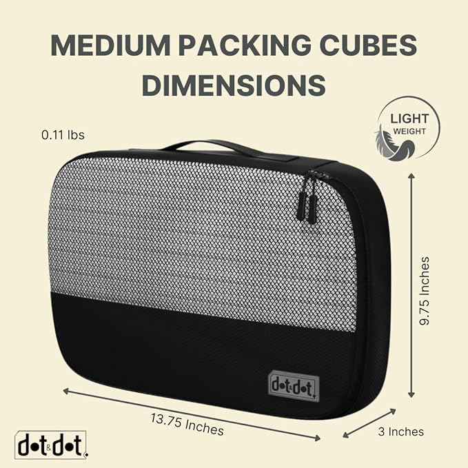 Medium Packing Cubes for Suitcases - 5 Pcs set of Packing Cubes for Travel Carry on Suitcase Organizer Bags - Travel Cubes Organizer Bags for Luggage