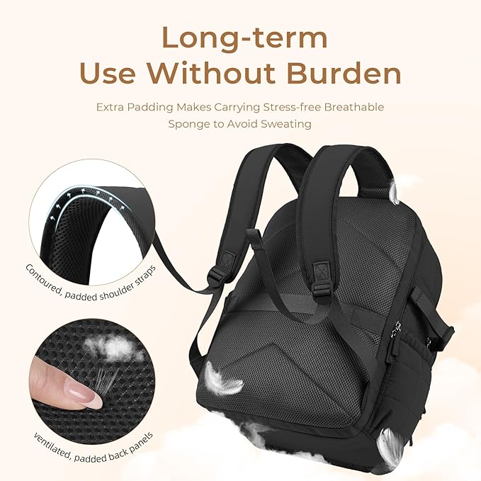 CLUCI 17.3 Inch Laptop Backpack for Women, Anti Theft Travel Backpack, Puffer Quilted Work Backpack, Water Resistant College Bookbag, Carry on backpack with RFID (Black)