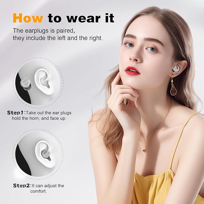 Ear Plugs for Sleeping Noise Cancelling, 38dB Noise Reduction Earplugs, Soft Silicone Reusable Hearing Protection Ear Plug, Waterproof Earplug Suitable for Sleep, Study, Travel, Concerts (3Pairs)
