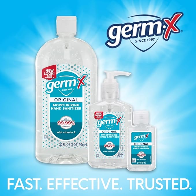Germ-X Original Hand Sanitizer, Non-Drying Moisturizing Gel with Vitamin E, Instant and No Rinse Formula, Bulk Mini Travel Size for On-The-Go, 2 Fl Oz (Pack of 48)
