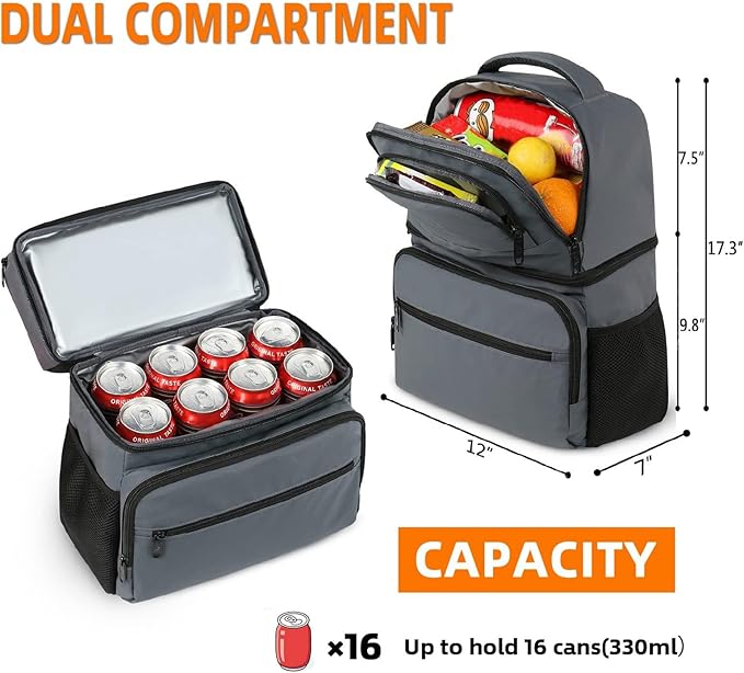 MATEIN Cooler Backpack, 26 Cans Insulated Lunch Backpack for Men Women, Leakproof Double Layer Lunch Cooler Bag Lightweight Soft Lunch Backpack with Cooler Compartment, Beach Camping Hiking Beer Gifts