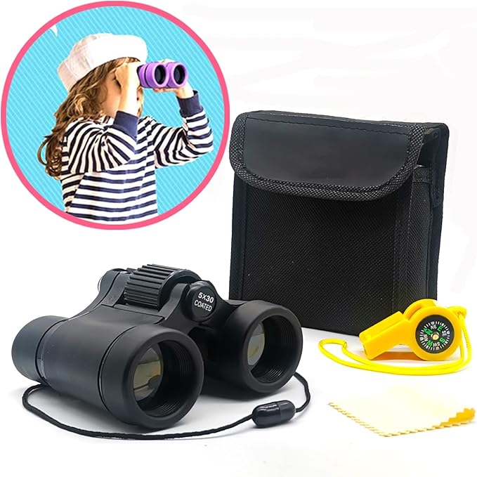 Kids Binoculars Best Gifts for 3-12 Years Boys Girls High-Resolution Optics Shockproof Mini Compact Binocuolar Toys Folding Small Telescope for Bird Watching Camping Outdoor Play
