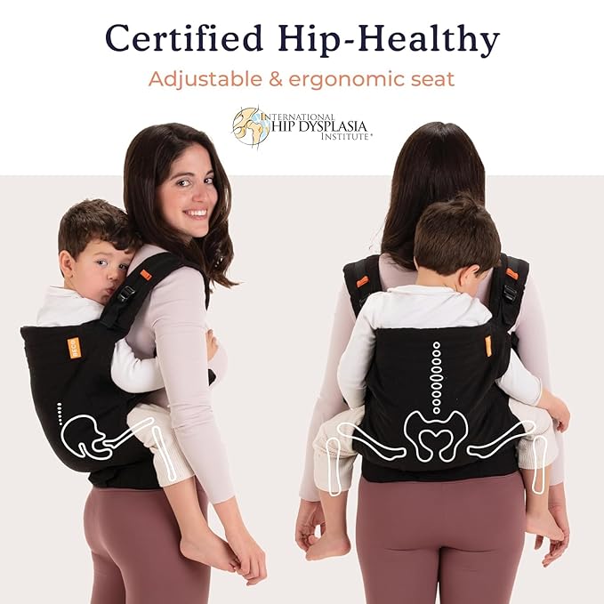 Beco Baby Carrier Toddler Carrier with Extra Wide Seat - 100% Cotton Carrying Backpack Style & Front-Carry,Lightweight & Breathable Child Carrier, Toddler Sling Carrier 20-60 lbs (Metro Black)