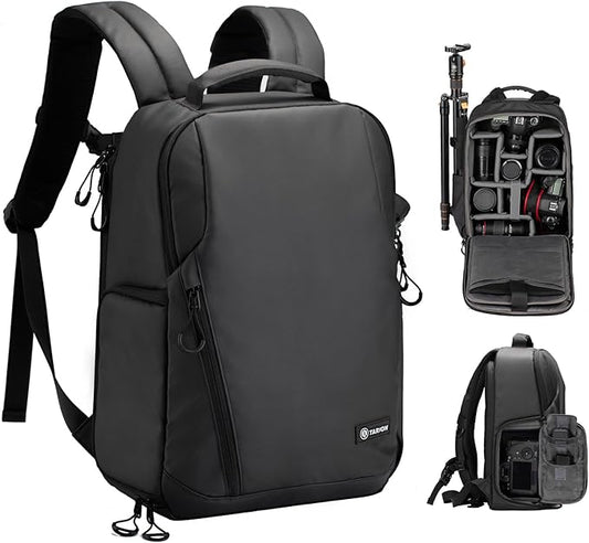 TARION Camera Backpack Waterproof Bag - 12.5L Slim DSLR Backpack with 14'' Laptop Compartment Rain Cover Slim Photography Bag for Men Women Photographers for DSLR SLR Lens Black TRL