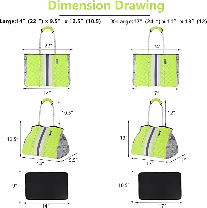 QOGiR Neoprene Multipurpose Beach Bag Tote with Inner Zipper Pocket … … … …