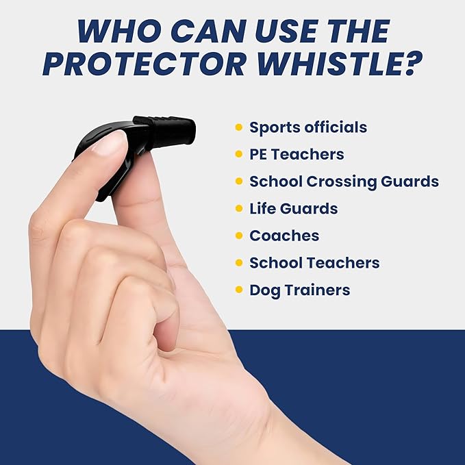 The Protector Whistle P51 - Coach Whistle - Official Whistle for Sports, Removable Cushioned Mouth Grip, Loud Safety Whistle for Adults with Breakaway Lanyard - Emergency Whistle Teacher Lifeguard