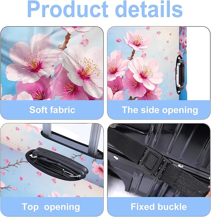 Luggage Cover Washable Suitcase Protector Anti-Scratch,Stretchable Fit for 20-34Inch Luggage Durable Travel Bag Cover with Zipper Closure (Peach blossom, XL(fits 32-34Inch suitcase))