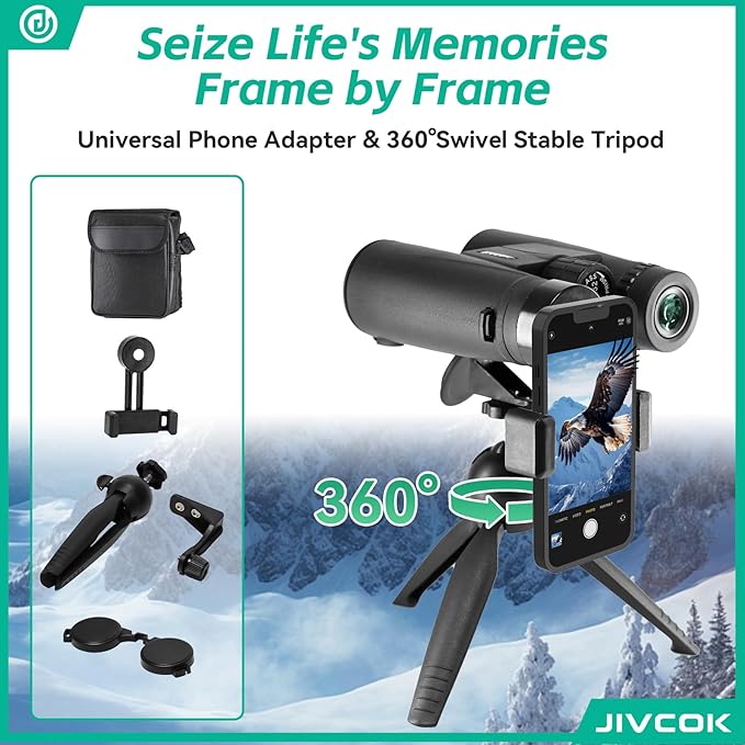 30x52 Binoculars for Adults - HD High Powered Binoculars with Phone Adapter and Tripod, Waterproof & Large View Telescope for Bird Watching, Hunting, Stargazing, Hiking, Travel, Sports