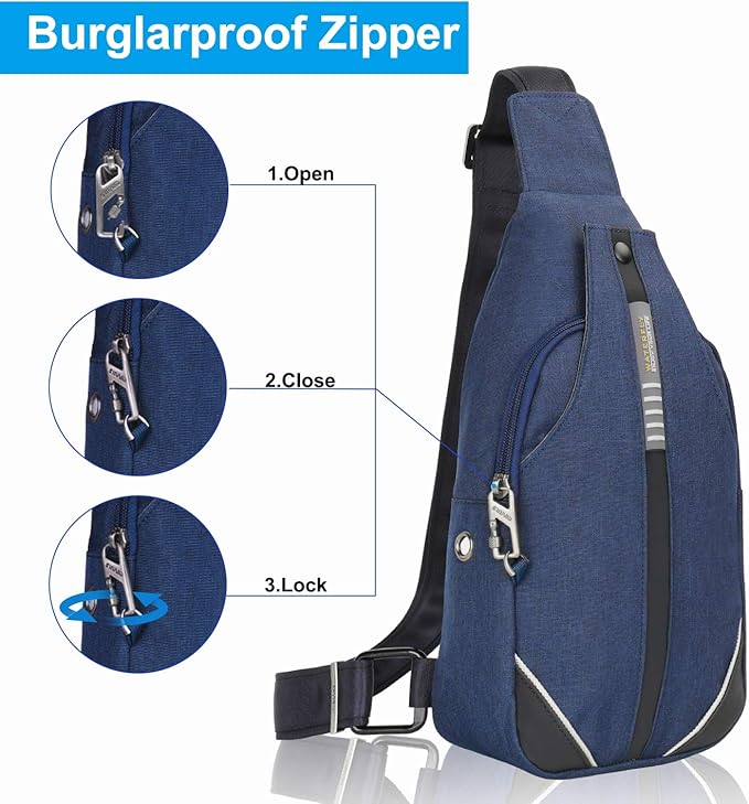 WATERFLY Small Crossbody Sling Backpack Anti Theft Backpack for Traveling Chest Shoulder Bag