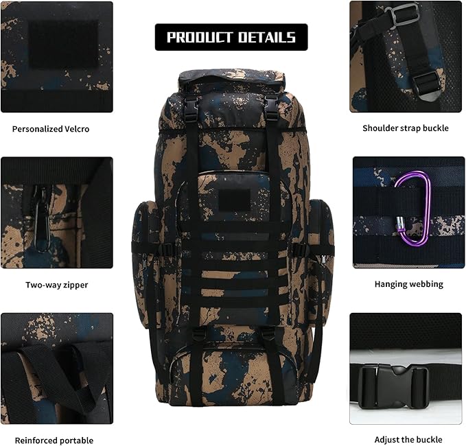Hiking Backpack for Men 70L/100L Camping Backpack Military Rucksack Molle 3 Days Assault Pack for Climbing