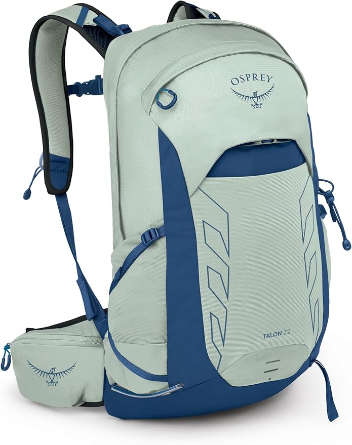 Osprey Talon 22L Men's Lightweight Hiking Backpack with Hipbelt, Frosty Mint Green/Night Shift