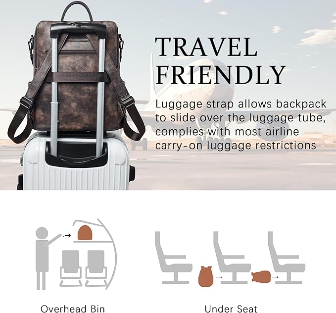 Shrrie Vegan Leather Laptop Backpack for Women 15.6 inch Work Backpack Fashion Travel Backpack Purse for Travel College Work