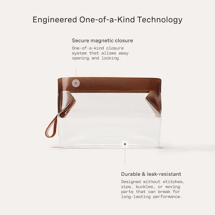 Cadence Parcel - Clear Dopp Kit with Magnetic Closure - Durable and Leak-Resistant Travel Toiletry Kit - Modular Design