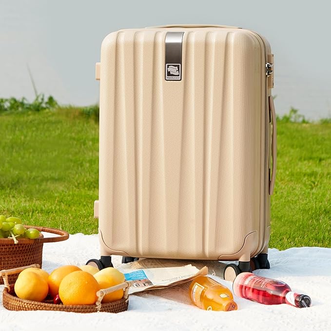 Hanke 20 Inch Carry On Luggage 22x14x9 Airline Approved Lightweight PC Hard Shell Suitcases with Wheels Travel Luggage Rolling Suitcase Travel Luggage Bag for Weekender（Cuba Sand）
