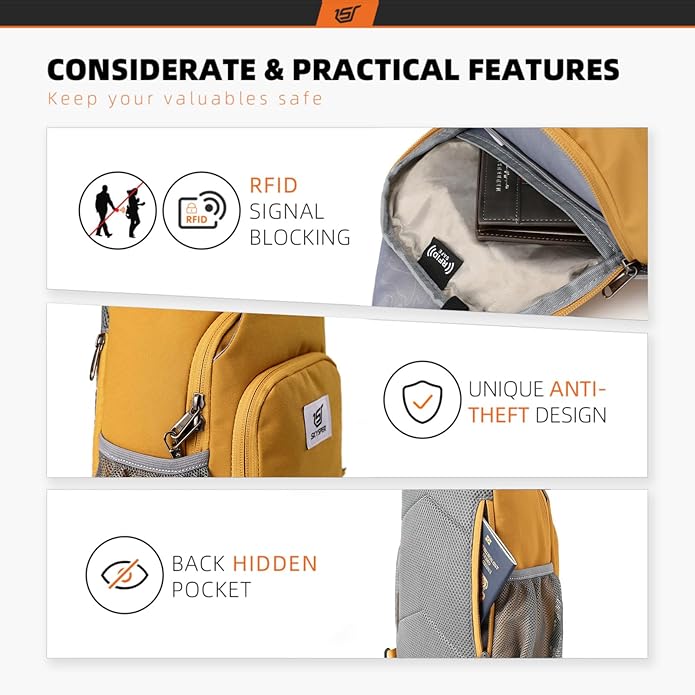 SKYSPER Sling Bag RFID Crossbody Sling Backpack Cross Body Shoulder Bag Travel Hiking Daypack for Women Men
