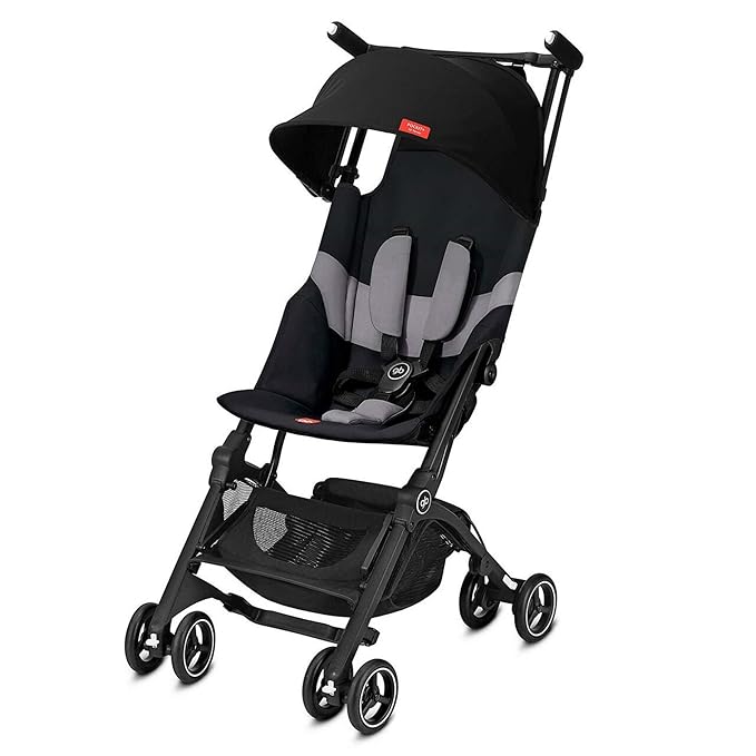 gb Pockit+ All-Terrain, Ultra Compact Lightweight Travel Stroller with Canopy and Reclining Seat in Velvet Black