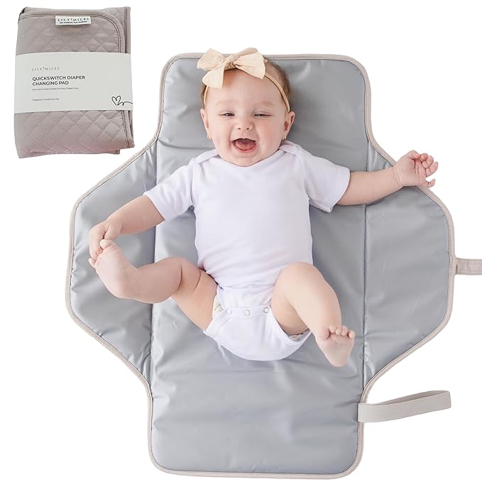 Lily Miles Baby Changing Pad Portable, Diaper Changing Mat with Magnetic Latches, Travel Pad for Diaper Bag, Baby Essentials, Wipeable & Waterproof Mat (Soft Sand, Large)