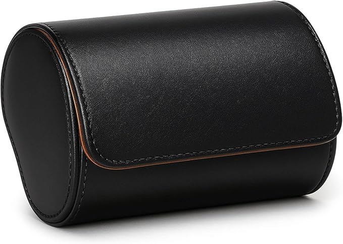 Homde Travel Watch Box Leather: Traveling Case for Men - Luxury Watch Roll for Wristwatch on the Go (black, M)