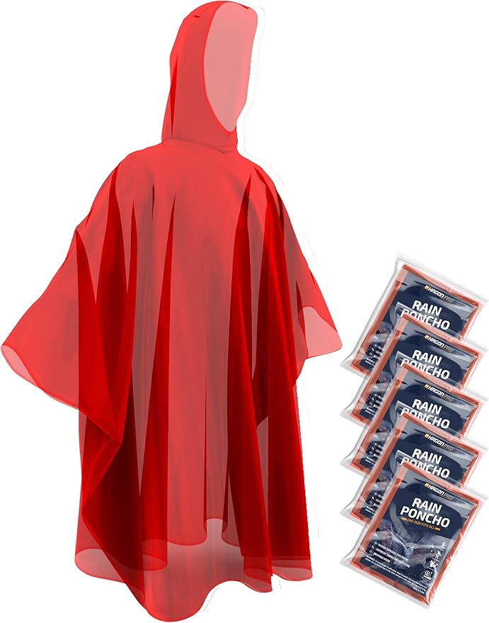 Hagon PRO Disposable Rain Ponchos for Adults (5 Pack)