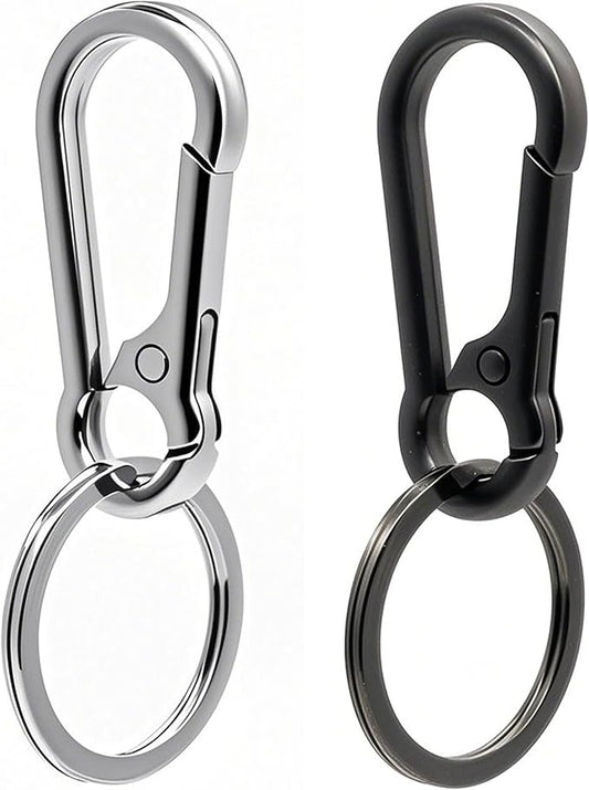 Keychain Keyring Set for Men Women Classic Metal Home Car Key Holder Organizer Portable Carabiner Clip Accessories 2PCS