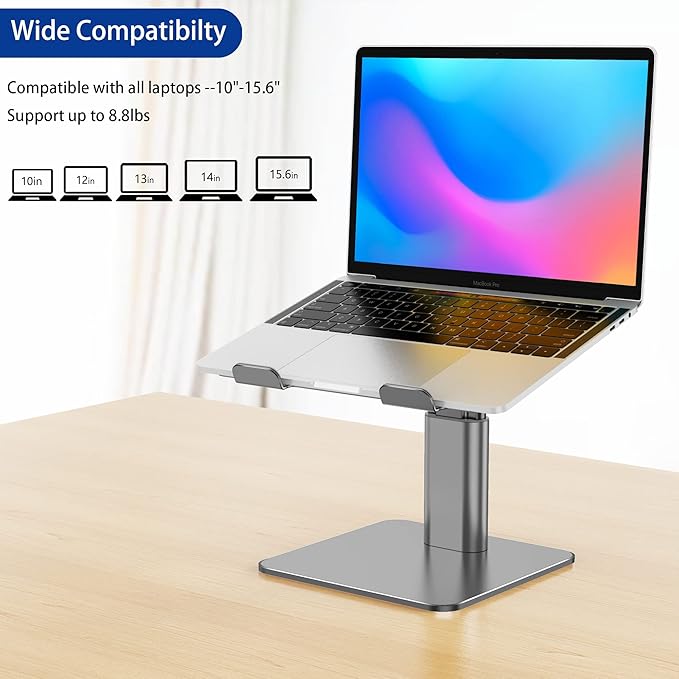 BESIGN LSX6N Laptop Stand, Ergonomic Adjustable Notebook Stand, Riser Holder Computer Stand Compatible with Air, Pro, Dell, HP, Lenovo More 10-15.6" Laptops, Gray