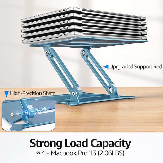 Urmust Laptop Notebook Stand Holder Adjustable Ultrabook Stand Riser Portable Compatible with MacBook Air Pro HP Dell XPS Lenovo All laptops 10-15.6"(Blue)