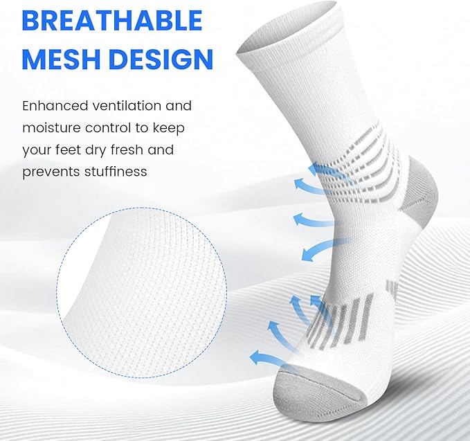 IRAMY Crew Compression Socks Athletic Running Socks for Men Women Plantar Fasciitis Relief 3/6 Pairs
