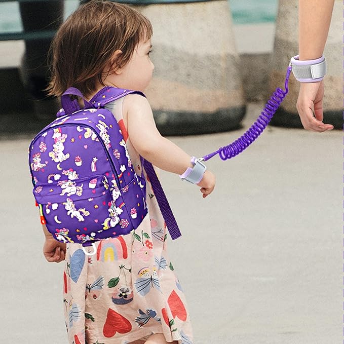 Accmor Toddler Harness Backpack Leash, Cute Baby Unicorn Backpacks with Anti Lost Wrist Link, Adorable Mini Child Backpack Leashes for Walking, Keep Kids Close Backpack Rope Tether Rein for Girls