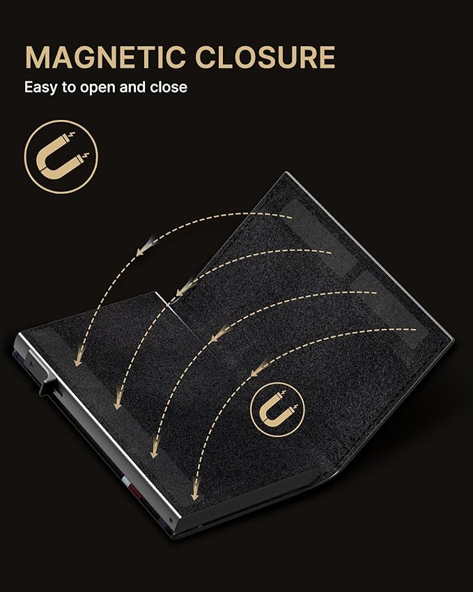 typecase Mens Wallet Card Holder: Pop Up Aluminum Case, Carbon Fiber Leather, Smart, RFID Blocking, Slim, Minimalist, Front Pocket - 9-14 Card Capacity | ID Window | Cash Slot (Plaid)
