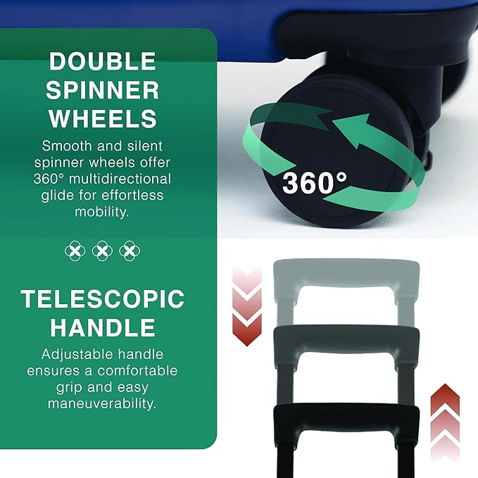 Luggage Sets 3 Piece, 22 Inch Carry on Luggage and 24 Inch Suitcases with Wheels Spinner, Durable Hard Shell Suitcase Set, Expandable Travel Suitcase, Navy