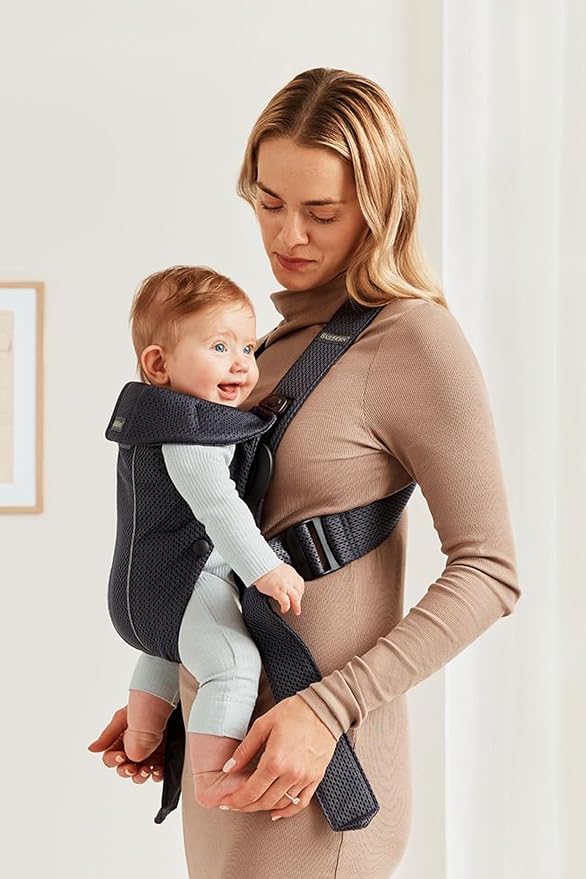 BabyBjörn Baby Carrier Mini, Anthracite, 3D Mesh | Newborn Carrier (7-25 lbs), Ergonomic, Easy-to-Use