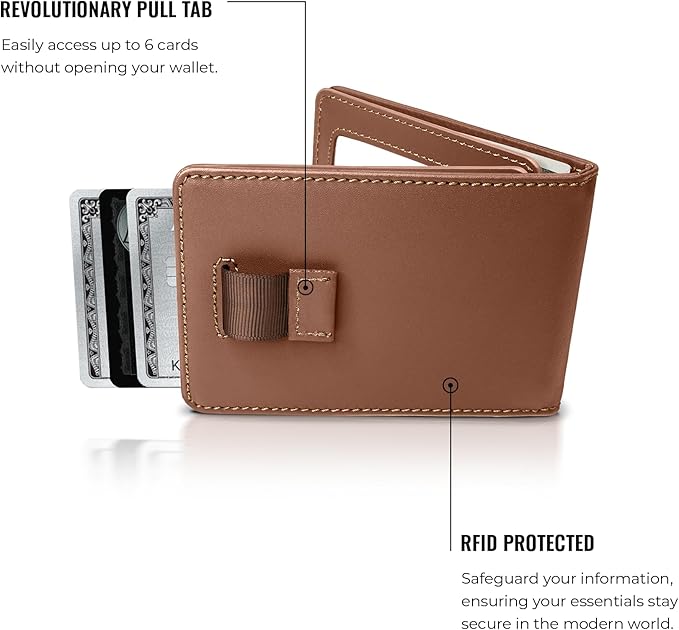 Kings Loot Wallet for Men | Customized Minimalist Slim RFID Blocking Leather Design with Cash Pocket & Card Pull Strap | Holds 1-15 Cards | Stylish & Durable Wallets