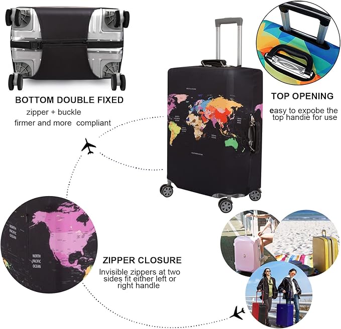 MosaiRudo Thicker Luggage Cover Elastic Suitcase Cover Protector Fits 18-32 Inch Suitcase Travel Accessories (TKM0078, S)