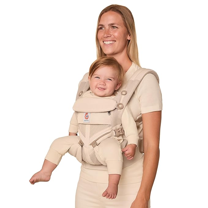 Ergobaby Omni Classic Baby Carrier Newborn to Toddler - Breathable Baby Carriers for Summer - All-Position Carrier with Lumbar Support (7-45 Pounds), Mesh, Natural Beige