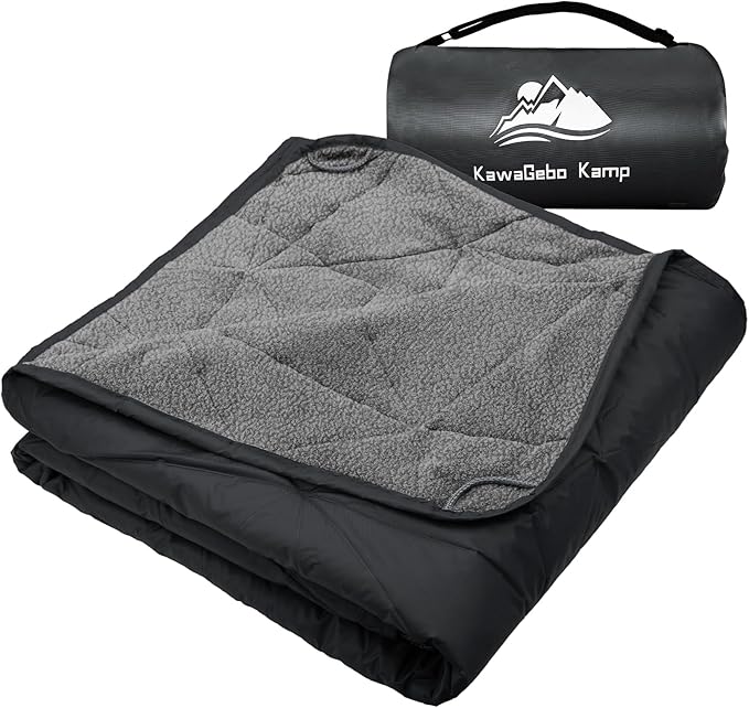 Outdoor Waterproof Blanket, Foldable Fleece Stadium Blanket for Outdoor Sports Event, Camping, Concerts, Car, Pet, Picnics - Windproof, Wearable, Machine Washable 80" x 58"
