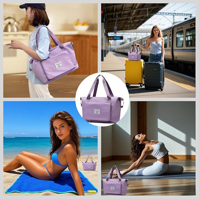 Large Capacity Foldable Travel Bag, Expandable lightweight Carry on Bag, Dry with Wet Separation Spor Duffel Bags