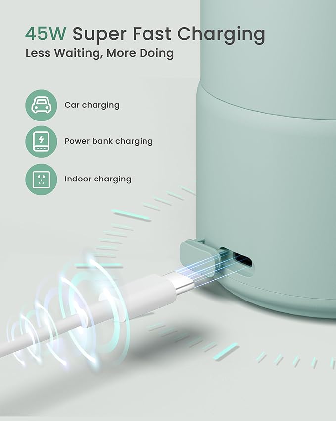 Extended Battery Life Portable Bottle Warmer - Dual Heating Modes for Breast Milk & Water, 17 Ounces, Fast Heating, Ideal for Travel, Outdoor, Baby Shower, Green