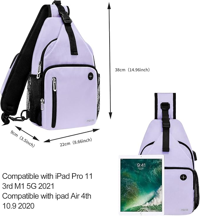 MOSISO Sling Backpack Bag, Crossbody Shoulder Bag Travel Hiking Daypack Chest Bag with Front Square Pocket&USB Charging Port