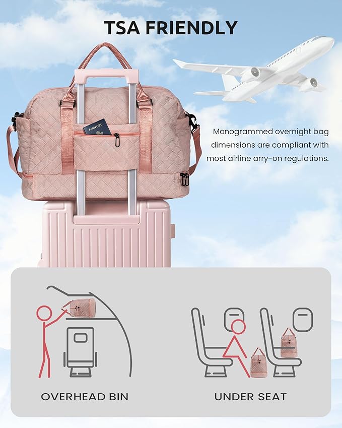 Trip Gifts for Mom From Daughter - 5 6 7 8 9 10 11 12 13 14 15 16 Year Old- Duffle Bag with Shoe Compartment,Teen Weekender Bag, Letter Travel Bag with Makeup Bag (Letter B)