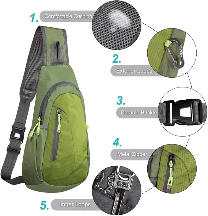TITECOUGO Small Sling Bag, Lightweight Crossbody Backpack for Men Women, Shoulder Bag for Sports and Outdoor